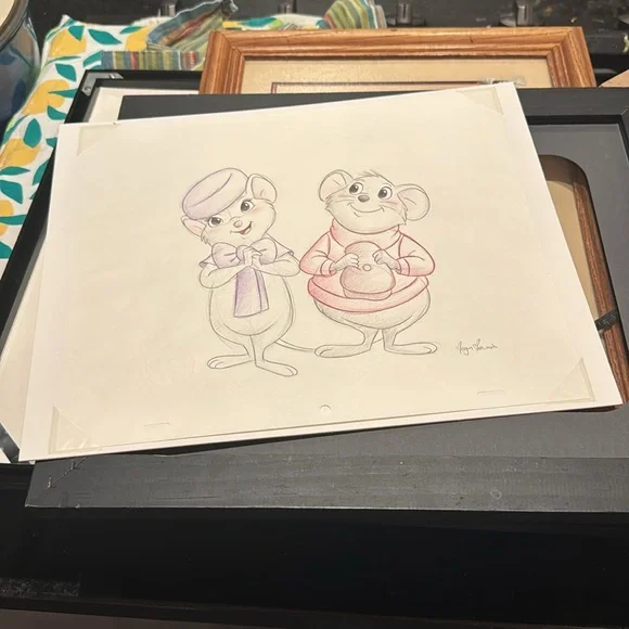 Disney Original Art - The Rescuers - Hand Drawn Signed Sketch 13.5 X 16.5 Framed